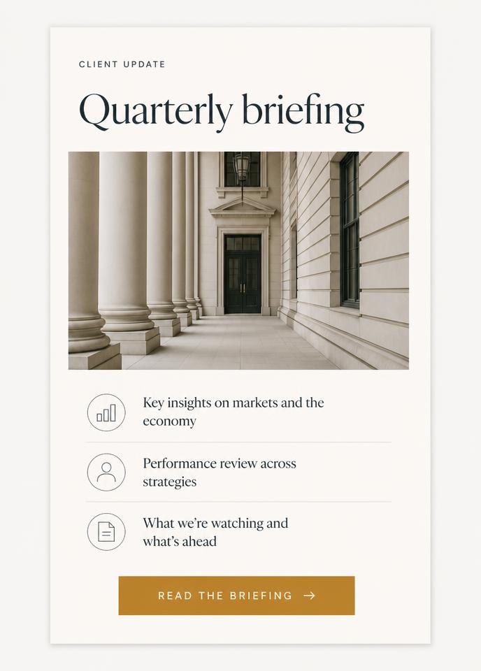 Professional services email template — Quarterly client briefing
